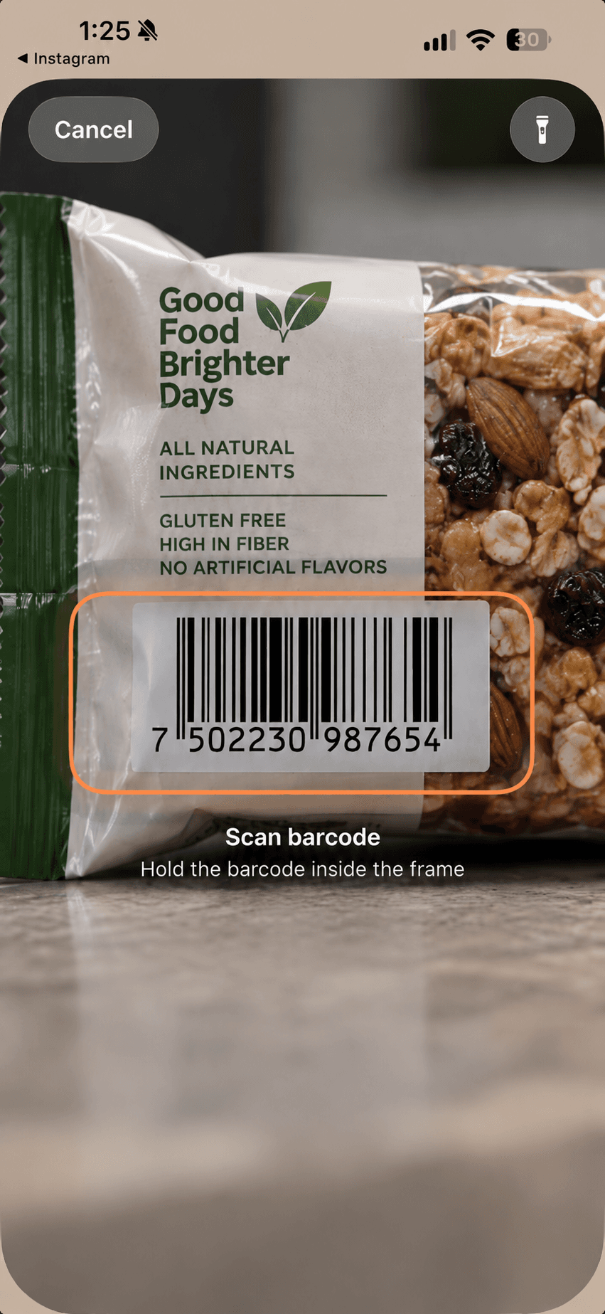 Barcode scanner for packaged foods